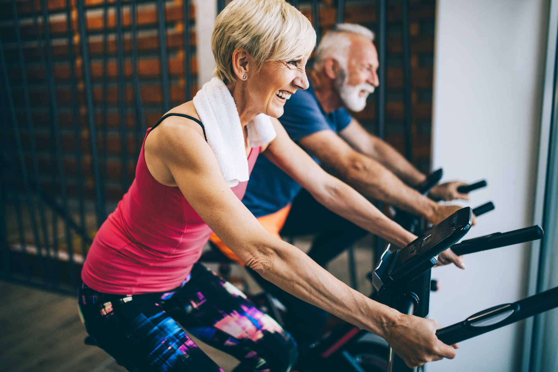 Active older adults cycling indoors after finding relief